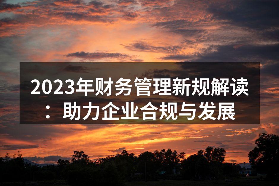 2023年财务管理新规解读：助力企业合规